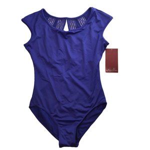 New NWT Mirella Leotard Dance / Gymnastics Purple.  Size Women's M.  90% Nylon /